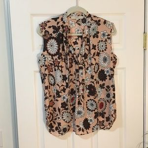 LOFT Pink Floral Print Sleeveless Blouse [Size S]